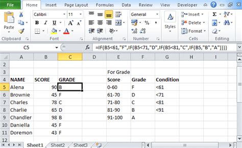 Excel Multiple IF Statements