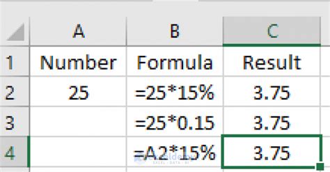 Excel multiply by percentage formula