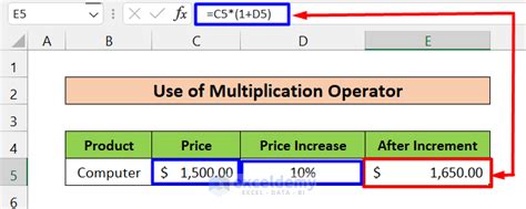 Excel multiply by percentage multiple cells