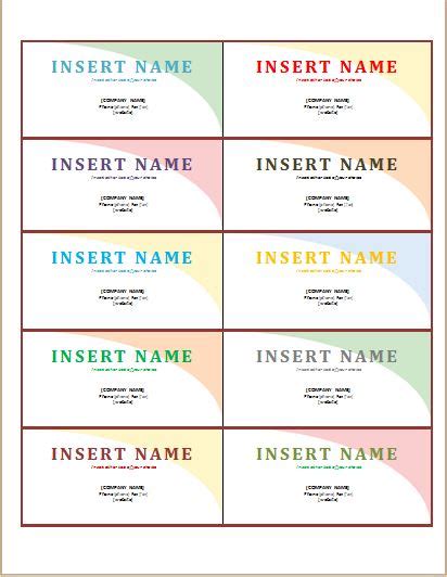 Excel Name Tag Template