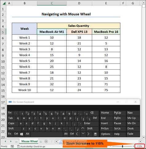 Image of navigation methods in Excel