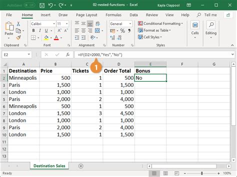 Excel Nested IF Functions