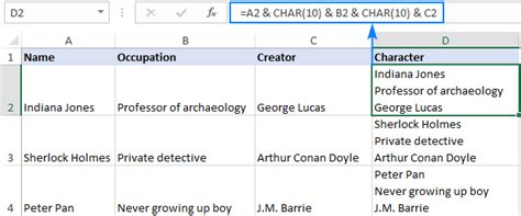 Excel newline in formulas