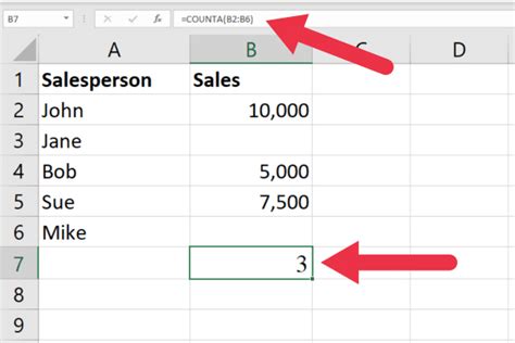 Excel Non-Blank Cells Example 7