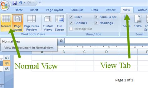 Excel Normal View