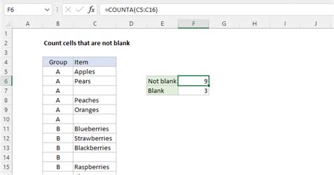 Excel Not Blank Formula Example 5