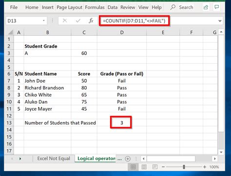 Excel Not Equal To Image 1