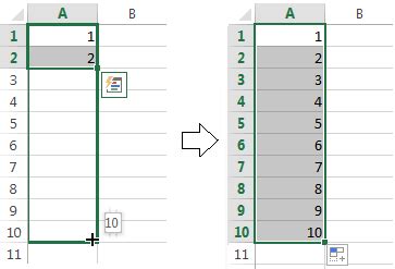 Excel Number Sequence AutoFill Example