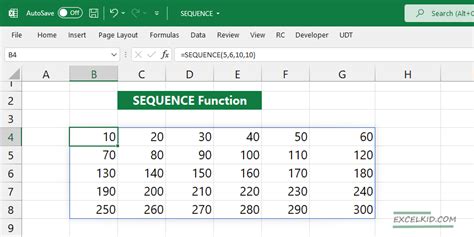 Excel Number Sequence Calculation Example