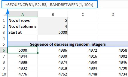 Excel Number Sequence Random Example