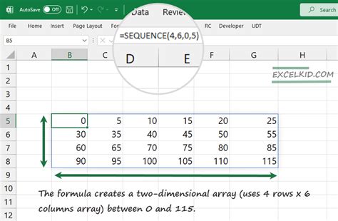 Excel Number Sequence SEQUENCE Function