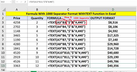 Example of Excel NUMBERFORMAT function formula