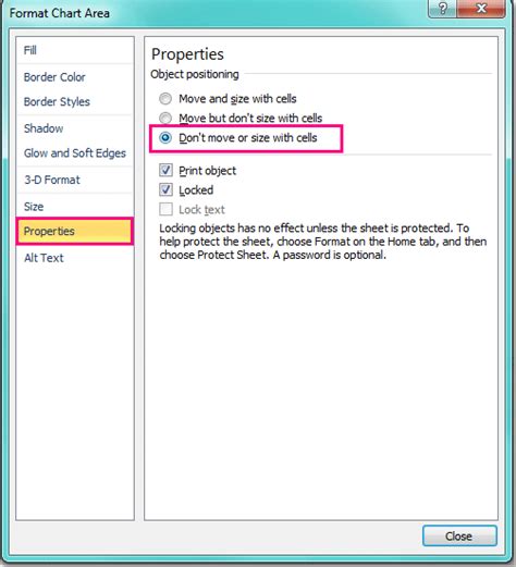 Excel Object Moving Options