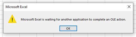 Excel OLE Action Message Flowchart