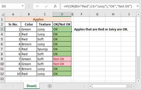 Excel OR function