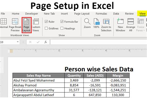 Excel page setup