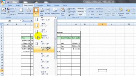 Excel Page Size Guide