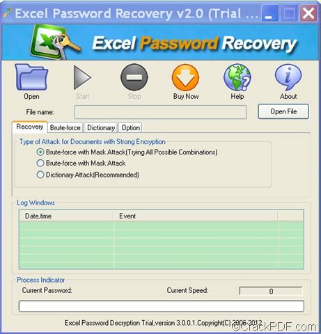 Excel's built-in password recovery tool