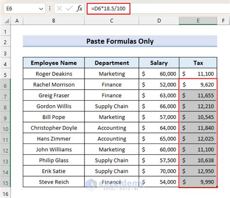 Excel Paste Formula