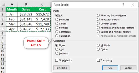 Paste Values Option in Excel