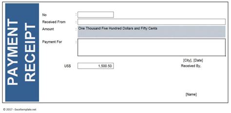 Excel Payment Receipt Template 2