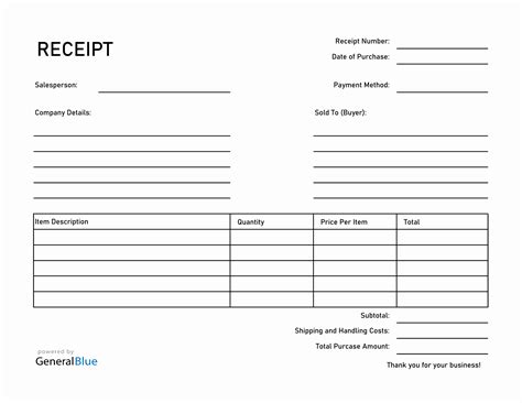 Excel Payment Receipt Template 5