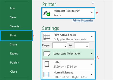 Excel PDF Settings