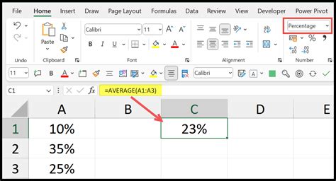 Excel percentage formula with multiple cells