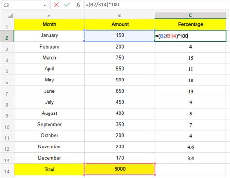 Excel Percentage Function