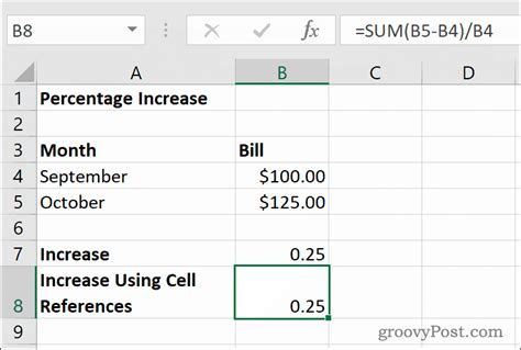 Excel Percentage Increase Formatting