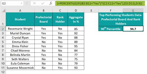 Excel Percentile Excel Formula with Vlookup