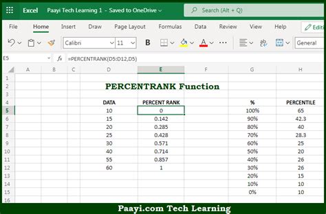 Excel PERCENTRANK Function