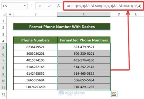 Excel phone number formatting solutions