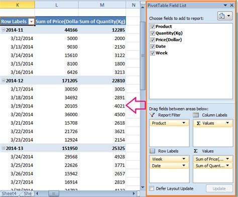 Excel Pivot Date Grouping Example 1