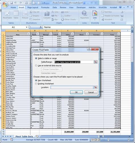 Excel Pivot Options Feature