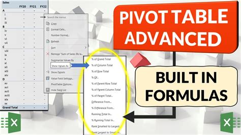 Excel Pivot Table Advanced Formulas