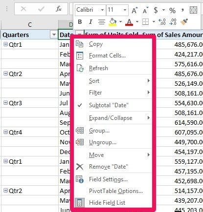 Excel Pivot Table Right-Click Menu