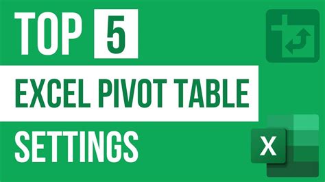 Excel Pivot Table Settings