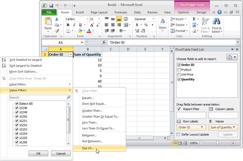 Excel Pivot Table Top 10 Filtering Errors