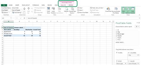 Excel PivotTable Tools