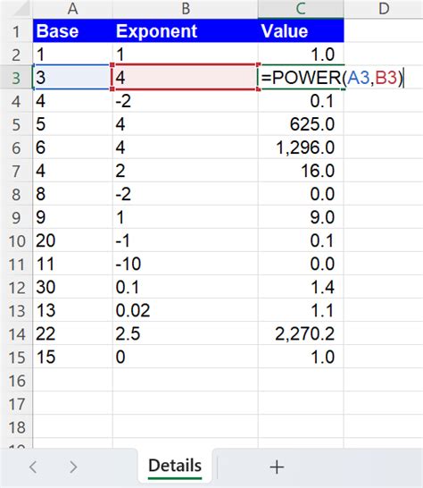 Excel POWER Function