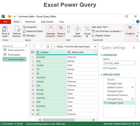 excel power query editor