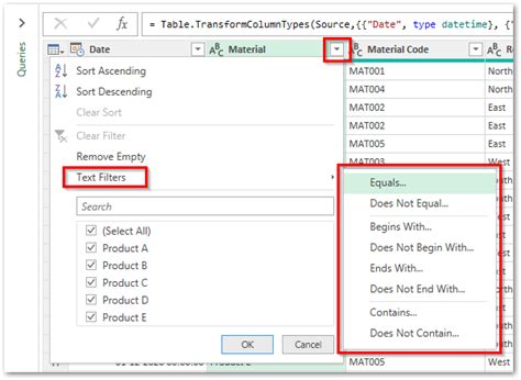 Excel Power Query Filter Function