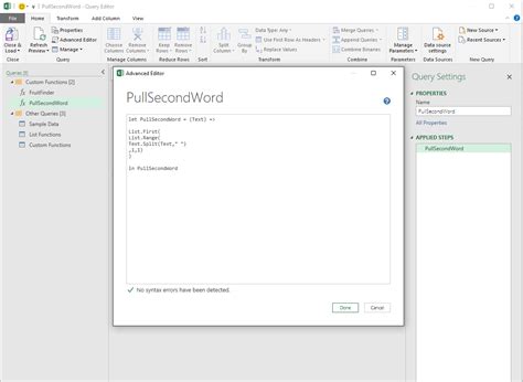 Excel Power Query Functions