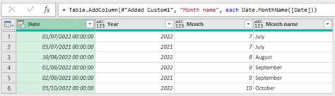 Excel Power Query Month Name