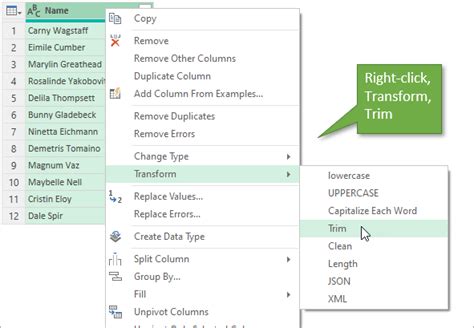 Using Power Query to remove leading spaces in Excel