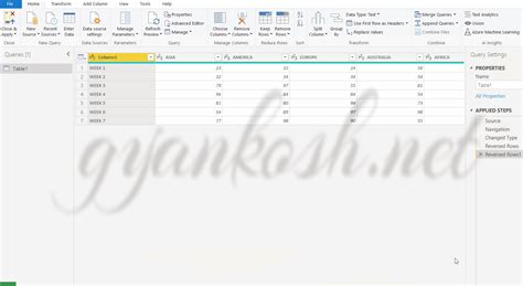 Excel Power Query for Row Reversal