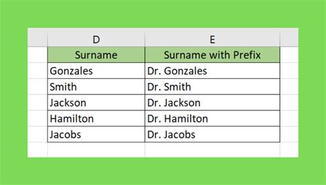 Excel prefix formatting