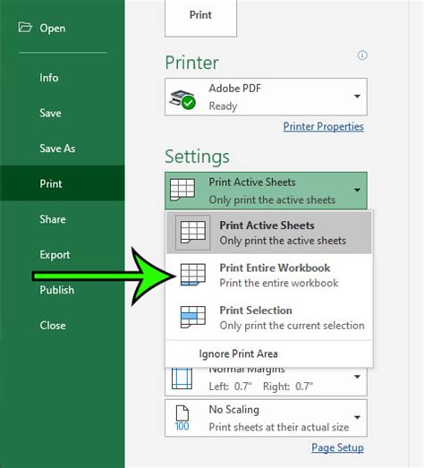 Excel print entire workbook