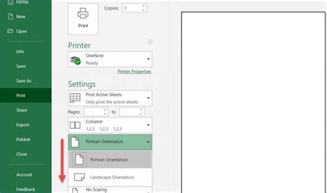 Excel print orientation